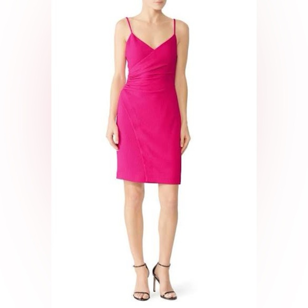 BLACK HALO Esthero Hot Pink Faux Wrap Mini Dress Size 4